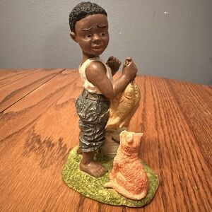 Vintage Martha Holcombe All Gods Children Figurine Fishing Cat